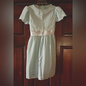 Harold Wohl Girls Size 7 1980’s Vintage Sea Foam Dress